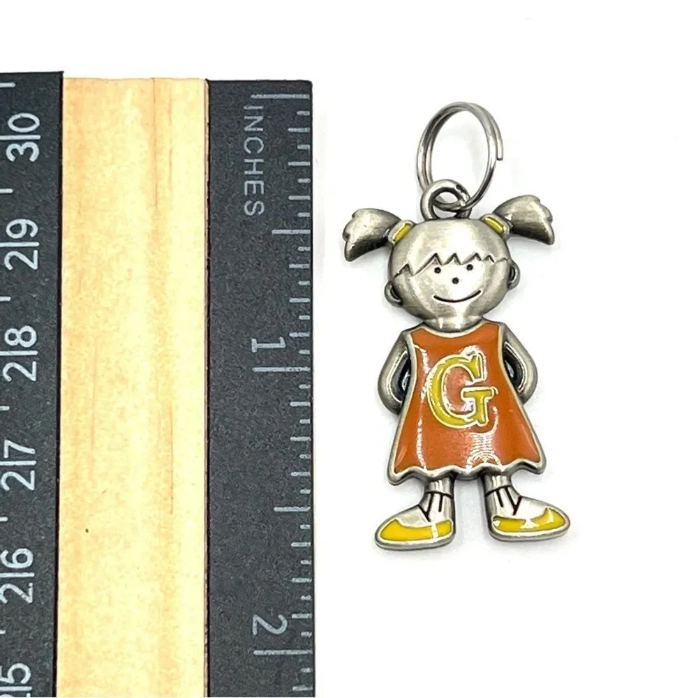 Girl Child Shaped Initial Charm Pendant Mom Kids Letters 